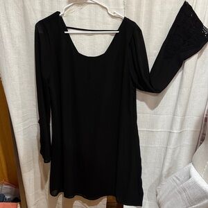 Speechless Black Long Sleeve Dress with Lace Detail
